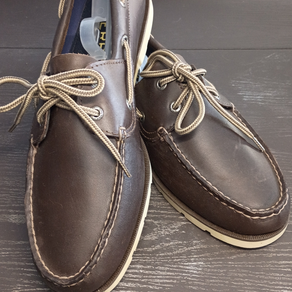 Sperry Chocolate Leather Men's 9.5 WIDE Boat Shoes. NEW